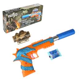 ИГРОЛЕНД Пистолет с пулями гидрогель, пластик, полимер, 28-33х18-28х3-5см, 2 дизайна