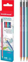 Набор 12 чернографитных карандашей с ластиком SONATA (HB) 32987