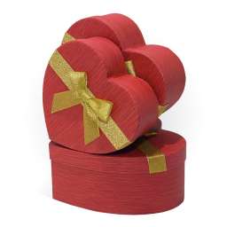 Набор коробок 3в1 “Сердце с бантом”, красная