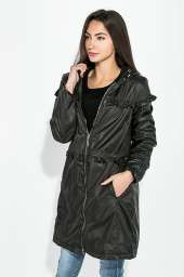 Куртка женская, удлиненная, с рюшами  69PD1076 (Черный)