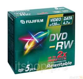 Диски DVD,RW 4x 4.7Gb VideoBox (5шт) Fuji