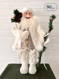 Новогодняя фигура “Дед Мороз”, 90 см, белый в клетку, арт. BL-24937