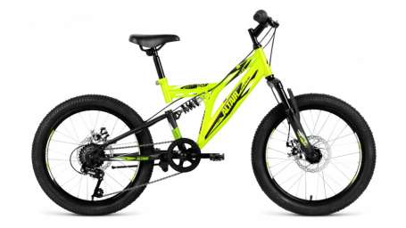 Подростковый горный (MTB) велосипед ALTAIR MTB FS 20 Disc зеленый/черный матовый 13” рама