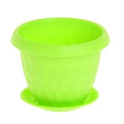 Горшок для цветов пластиковый 2,8л c поддоном “Розетта” с поддоном зеленый С127ЗЕЛ