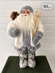 Новогодняя фигура “Дед Мороз”, 90 см, серо-белый с лыжами , арт. BL-SS12105