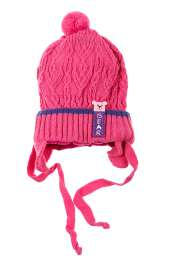 Шапка детская (для девочки) на завязках 65PG15-043 junior (Темно-розовый)