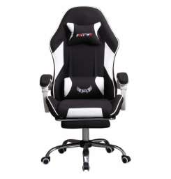 Кресло офисное с регулируемой спинкой и подножкой 308 чёрный текстиль