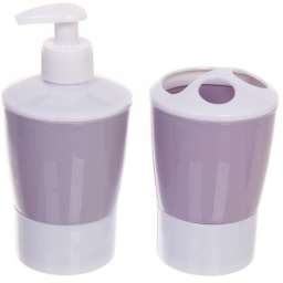 Набор для ванной из 2-х предметов (дозатор для мыла+стакан) фиолетовый