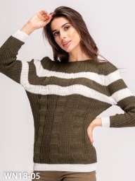 Вязаный свитер цвета хаки с полосками