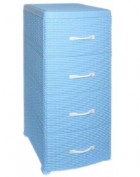 Комод пластиковый  4-х секционный Violet “Ротанг” голубой