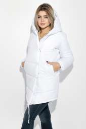 Куртка женская удлиненная, с глубоким капюшоном 69PD811 (Белый)