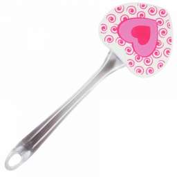 Лопатка силиконовая с прозрачной ручкой “Для любимой” розовая ВЕ-1474S