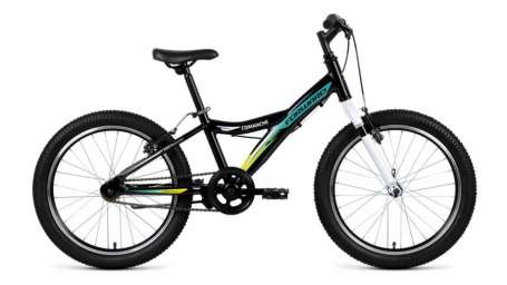 Подростковый горный (MTB) велосипед FORWARD Comanche 20 1.0 черный/зеленый 10,5 рама (2020)