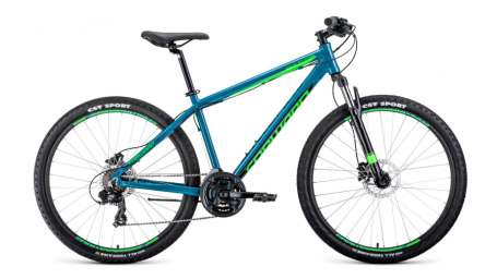Горный (MTB) велосипед Forward Apache 27.5 3.0 Disc бирюзовый/светло-зеленый 15” рама (2020)