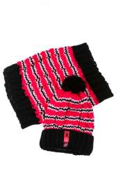 Комплект детский (для девочки) шапка и шарф в полоску 65PG19-047 junior (Черно-малиновый)