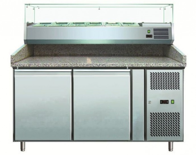 Холодильный стол для пиццы Gastrorag PZ 2600 TN, камень, 1510 мм, с витриной