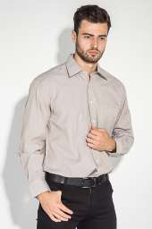 Рубашка мужская с крупным карманом 50PD0033 (Коричневая полоска)