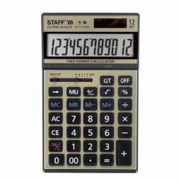 Калькулятор настольный металлический STAFF STF-7712-GOLD (179х107 мм), 12 разрядов, ЗОЛОТИСТЫЙ, блис