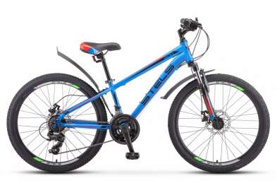 Подростковый горный (MTB) велосипед STELS Navigator 400 MD 24 F010 синий/красный 12” рама (2019)