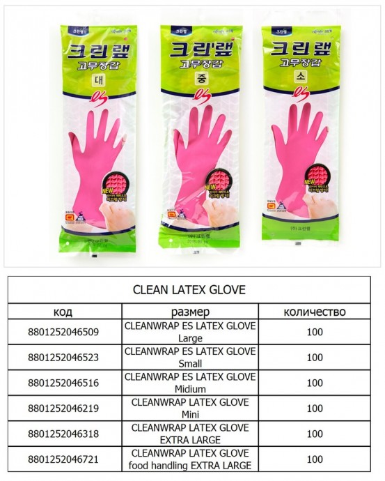 Уплотненные перчатки из натурального латекса (опудренные) CLEANWRAP