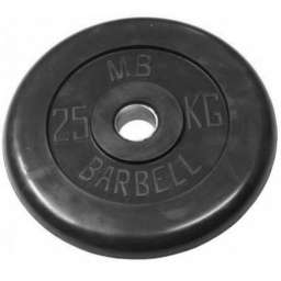 Диск обрезиненный черный Mb Barbell d-26 25 кг