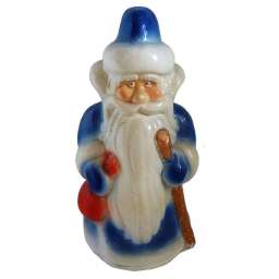 Сувенир Дед Мороз в синем костюме с посохом и мешком 21см