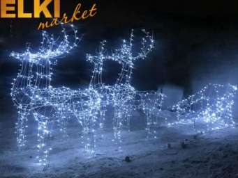 Новогодняя световая 3D фигура “Сани и четыре Благородных оленя”