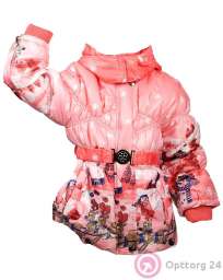 Куртка для девочки демисезонная розового цвета с оленями