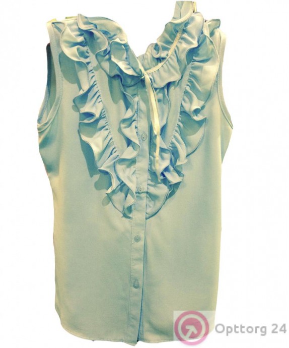 Блузка детская голубая с рюшами на груди