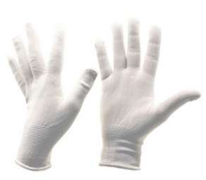 Перчатки нейлоновые с неполным полиуретановым покрытием (белые)