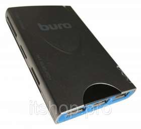 Устройство чтения карт памяти USB2.0 Buro BU-CR/HUB3-U2.0-1012 серебристый, шт