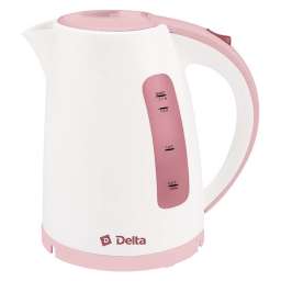 Delta Чайник электрический 1,7л DELTA DL-1056 белый с темно-розовым