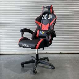 Кресло офисное с регулируемой спинкой и без подножки 118 черно-красная экокожа