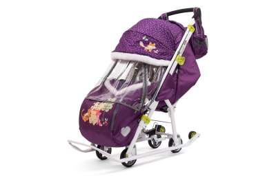 Санки-коляска Nika - Disney Baby 2 Цвет ткани: Фиолетовый
(Баклажановый ( Винни (DB2/1)); Цвет рамы: