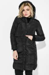 Пальто женское с капюшоном 154V002 (Черный)