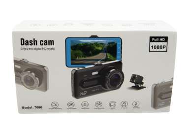 Автомобильный видеорегистратор Mega T686 + камера (черный)