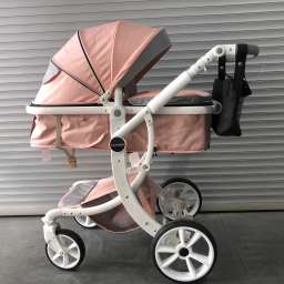 Детское 4-х колесное шасси-трансформер Lux mom 608 2в1 Розовый текстиль на белой раме+сумка для мамы