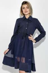 Платье женское юбка-солнце, нарядное 74PD385 (Темно-синий меланж)