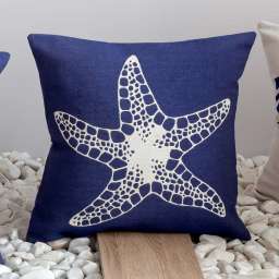 Чехол на подушку на молнии с хлопком “Морская звезда” цвет синий (50х50см)