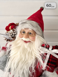 Новогодняя фигура “Дед Мороз”, 60см, серо-красный с мешком подарков, арт. BL-24928