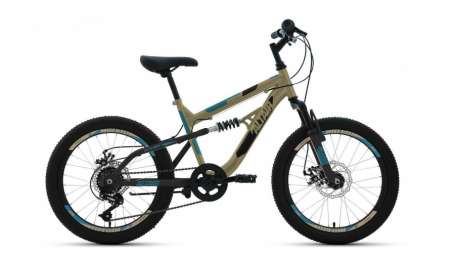 Подростковый горный (MTB) велосипед ALTAIR MTB FS 20 Disc бежевый/черный 14” рама