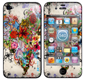 Наклейка для iPhone 4/4s из ювелирной смолы. Коллекция “Цветы” (Арт.540)