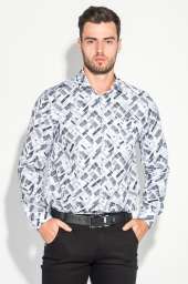 Рубашка мужская светлый принт 3220-4 (Бело-грифельный)