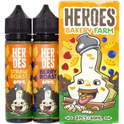 Набор жидкостей для электронных сигарет Heroes BakeryFarm Straw Roast+Berry Roast, (3 мг), 60 мл + 6