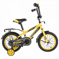 Велосипед для мальчиков 2-х колесный d - 14 дюймов с двумя боковыми колесами, ножной тормоз, звонок,