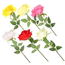 Цветок искусственный в виде розы, пластик, полиэстер, 57 см, 6 цветов