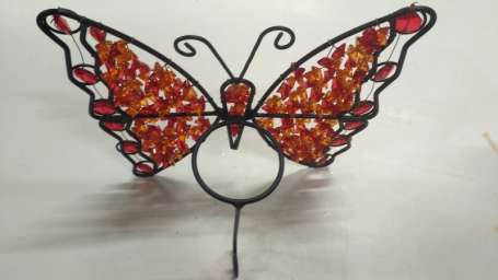 Е75498 Подсвечники в виде бабочки, украшенные бисером в ассортименте