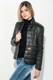 Куртка женская на одной кнопке, однотонная и металлик 69PD1050 (Черный)