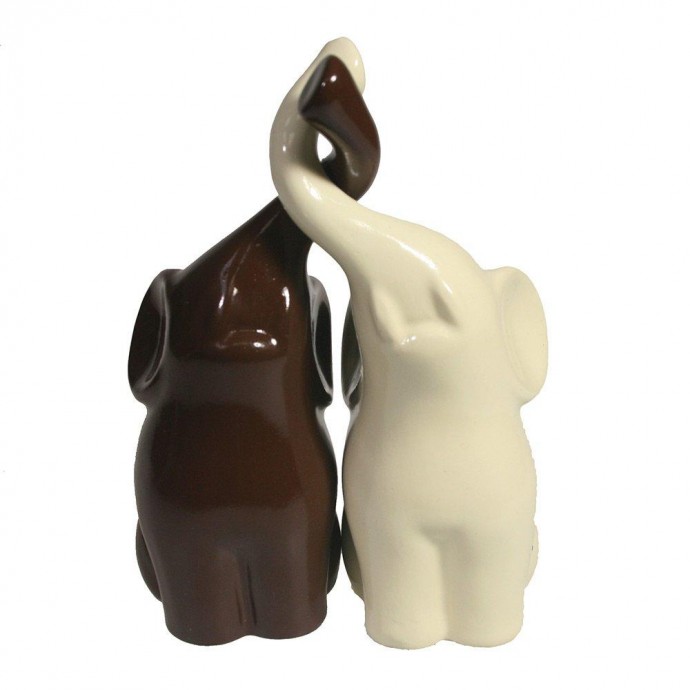 Фигура декоративная Пара слонов (молочный+шоколад глянец) L6,5W12H16