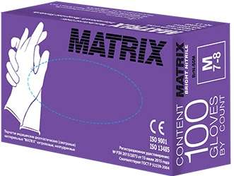 Перчатки медицинские диагностические нитриловые MATRIX Bright Nitrile
